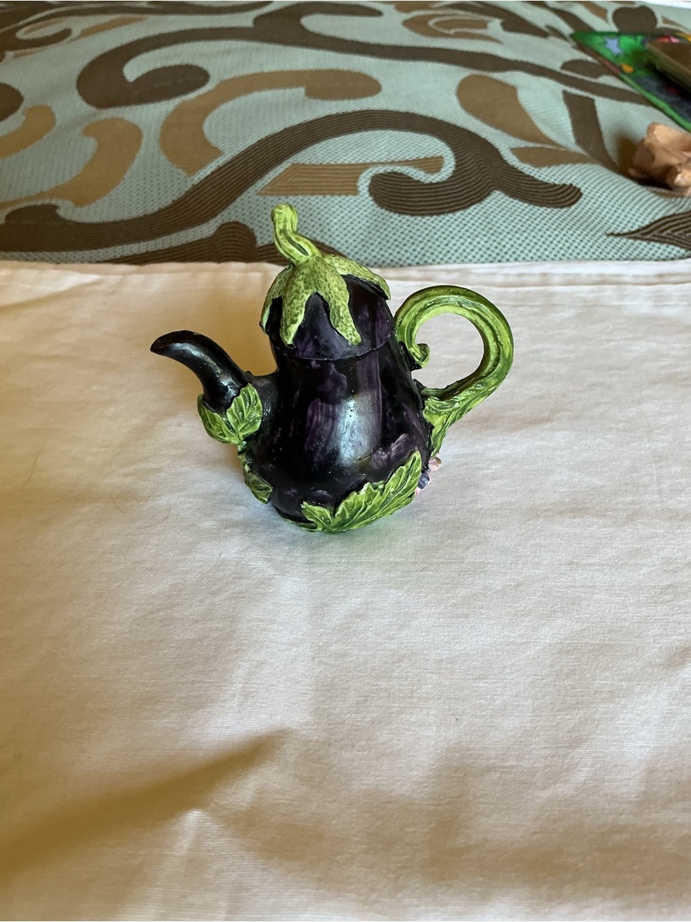 Whimsical Eggplant-Shaped Mini Teapot